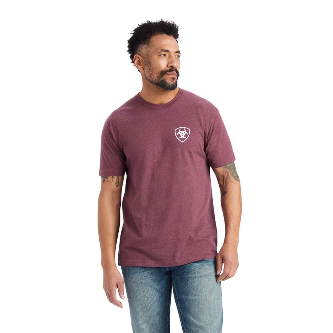 Ariat Men's Minimalist T-Shirt - Burgundy Heather - Image 2