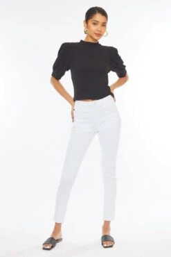 Kan Can High Rise White Super Skinny Jeans