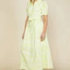 Skies Are Blue Woven Shirt Dress - Lime Yellow