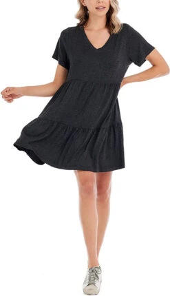Mud Pie Charcoal Women's Tammy Tiered Dress