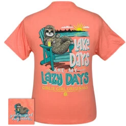 Girlie Girl Lazy Days Retro T-Shirt - Heather Coral