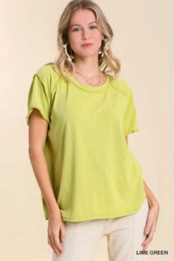 Umgee Mineral Washed Round Neck Top