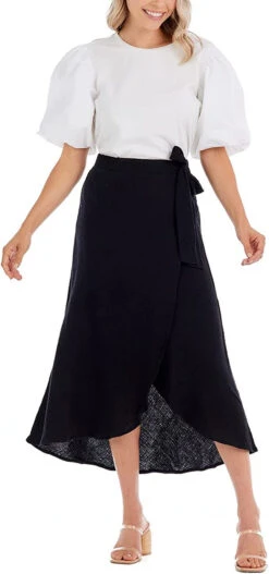 Mud Pie Women's Black Mallie Wrap Skirt