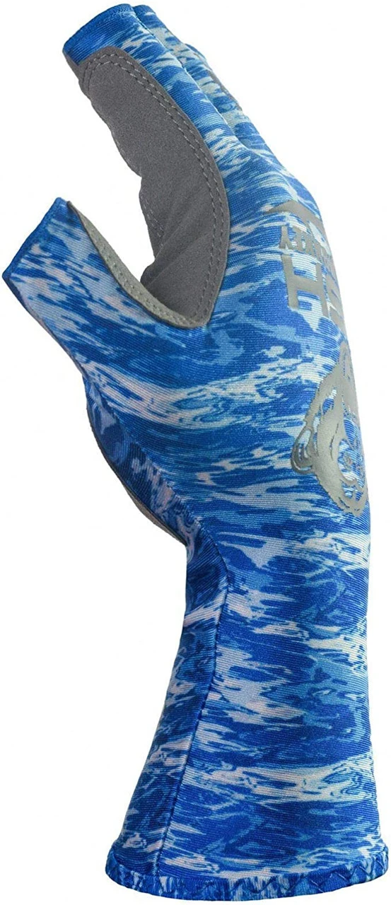 Fish Monkey Half Finger Guide Glove Blue Water Camo - Image 3