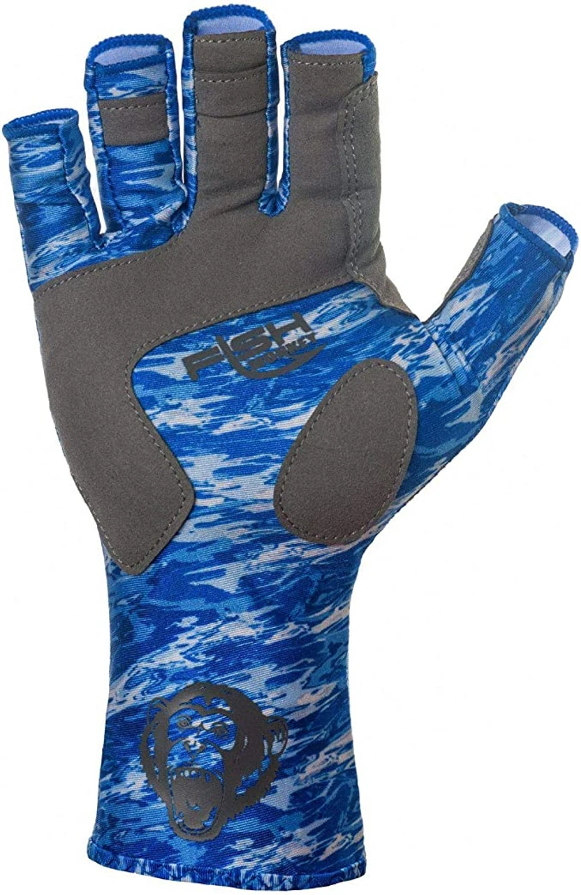 Fish Monkey Half Finger Guide Glove Blue Water Camo - Image 2