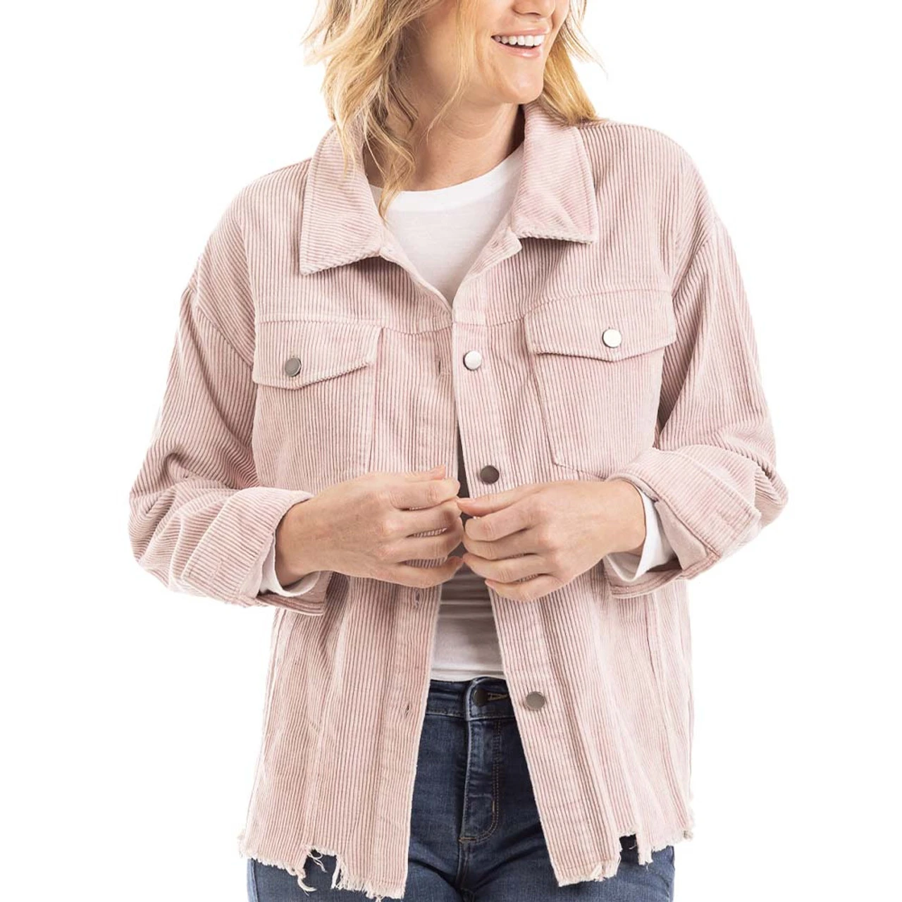Katydid Women's Corduroy Distressed Shacket - Image 2