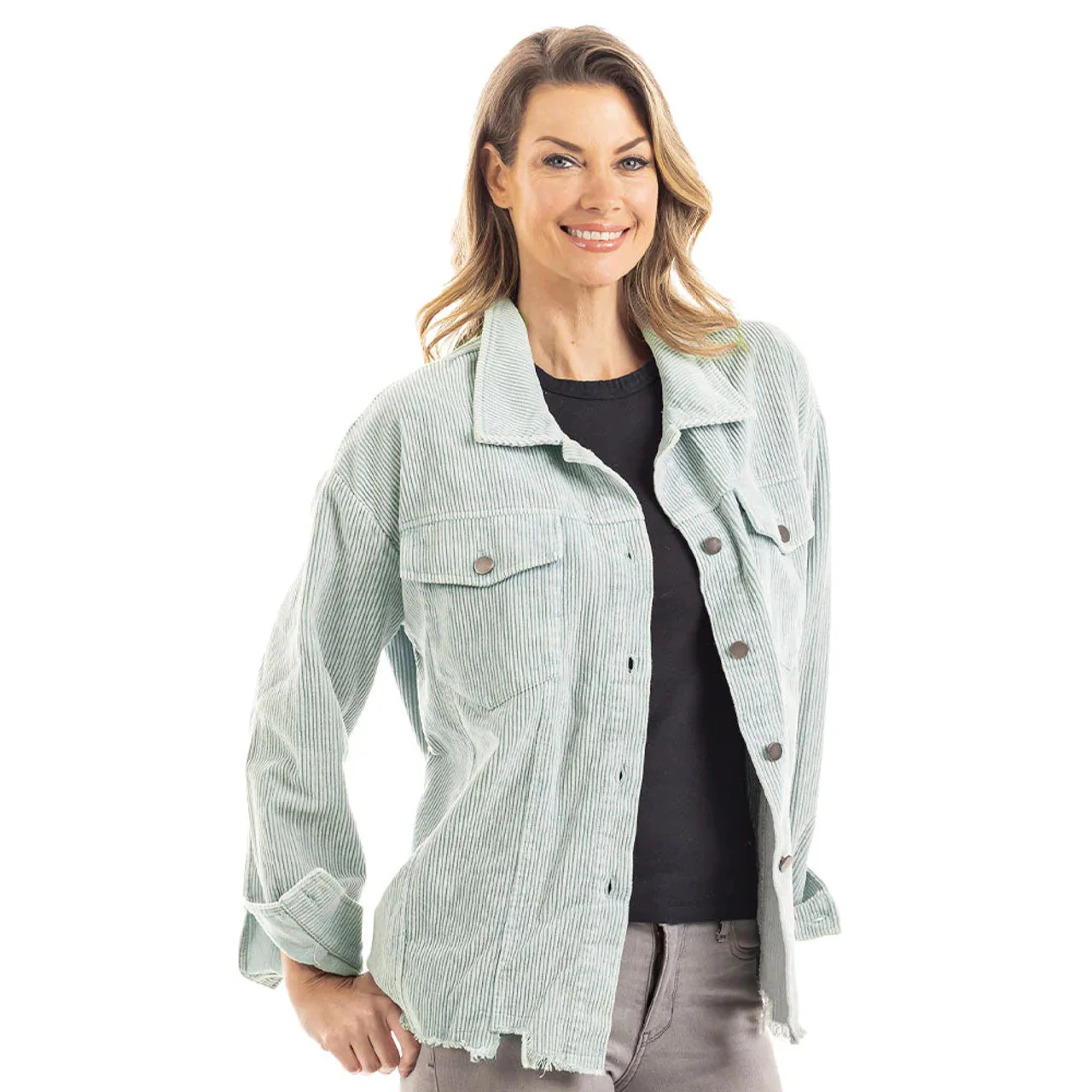 Katydid Women's Corduroy Distressed Shacket - Image 4