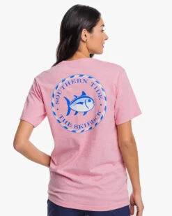 Southern Tide Original Circle Skipjack T-Shirt - Heather Flamingo Pink